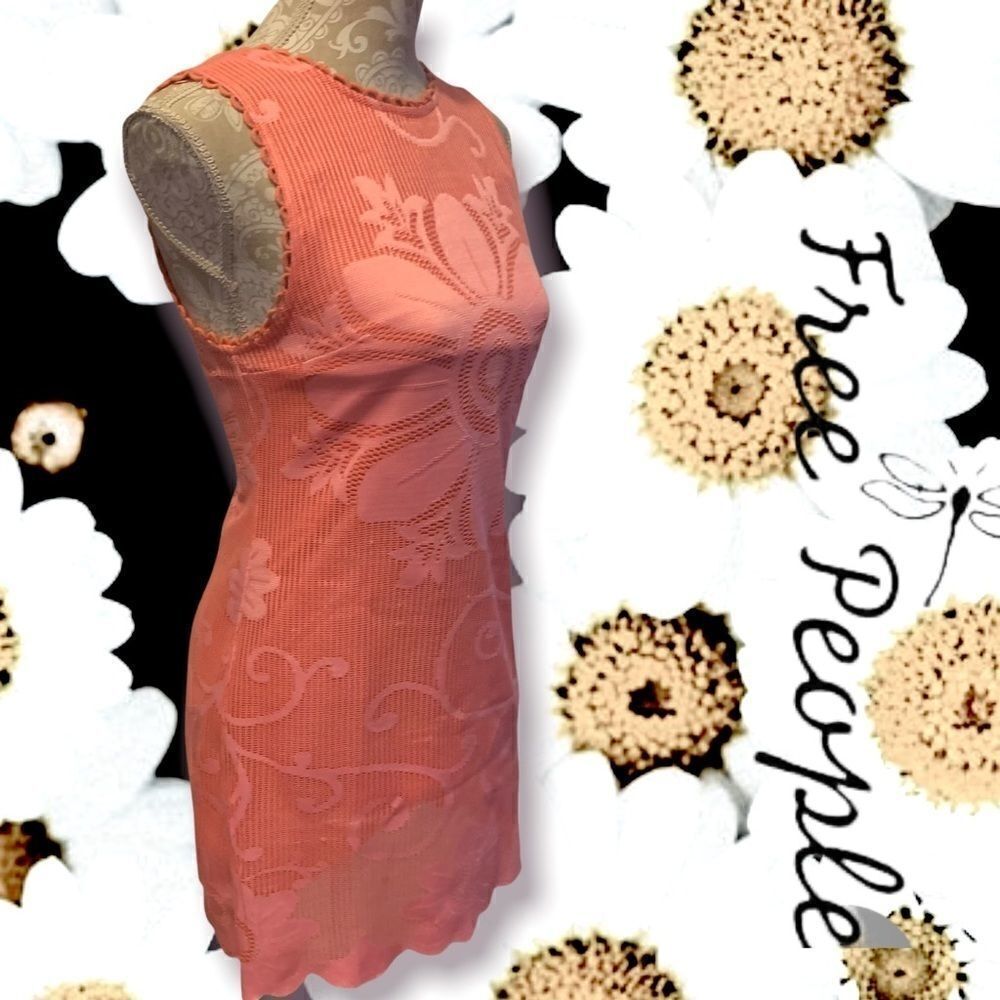 New Romantics Womens Sleeveless Zip Up Coral Floral Sheath Dress Size 2 - Picture 3 of 7